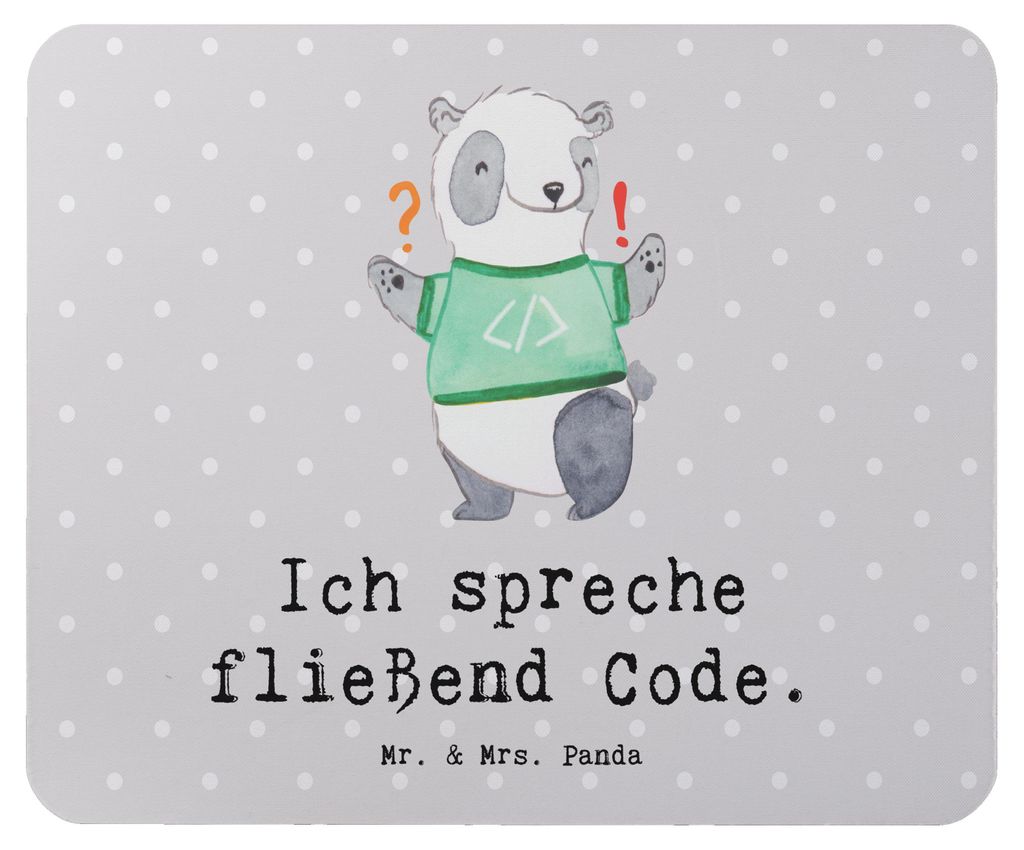 Mr. & Mrs. Panda Mousepad Code Meister - Grau Pastell - Geschenk, Softwareentwickler, Mauspad, pc mausunterlage, kreative Geschenke, handgefertigte...