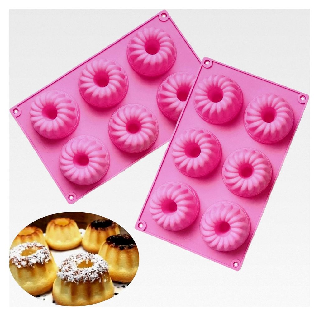 2 Stück Mini Gugelhupfform aus Silikon, Ø 7 cm, kleine Gugelhupf-Backform, wiederverwendbare Muffinförmchen