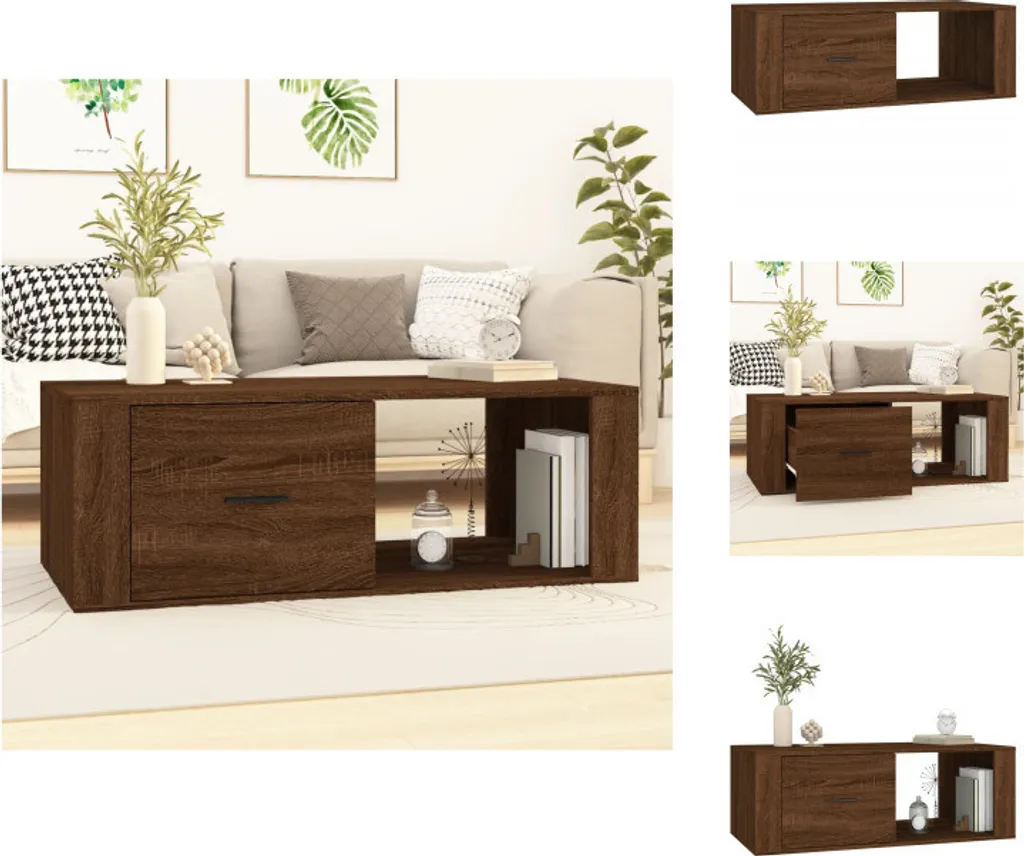 Tavolino caffè Moderno vidaXL 100x50,5x35 cm - Rovere Marrone