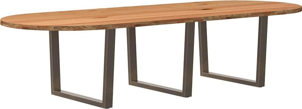 SYFAX Esstisch Hellbraun 320x120x74 cm Massivholz Eiche Oval