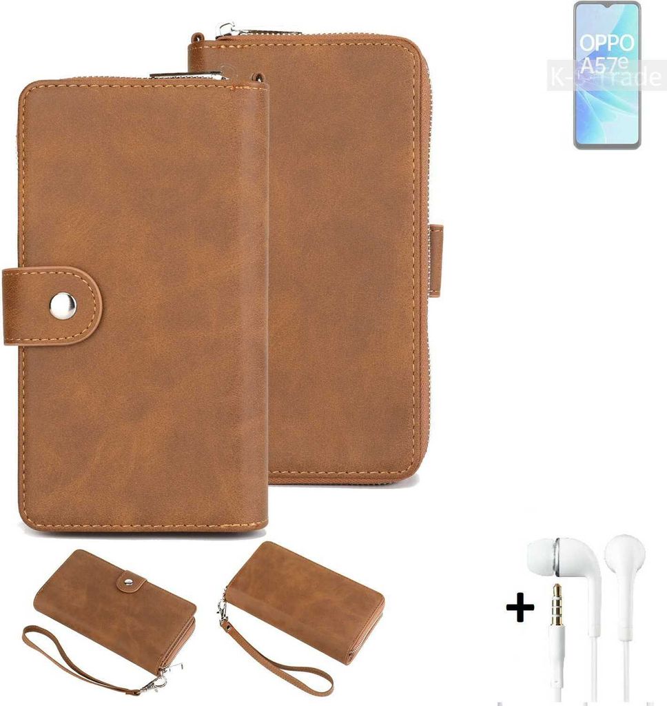 K-S-Trade 2in1 Handyhülle kompatibel mit Oppo A57e + Kopfhörer Schutzhülle & Portemonnee Schutzhülle Tasche Handytasche Case Etui Geldbörse