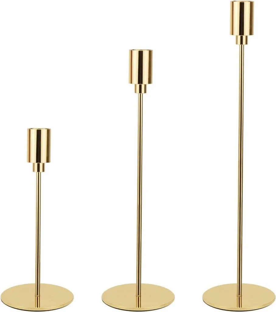Set 3 Portacandele Oro URHELP | Accessori Arredo Casa Moderni