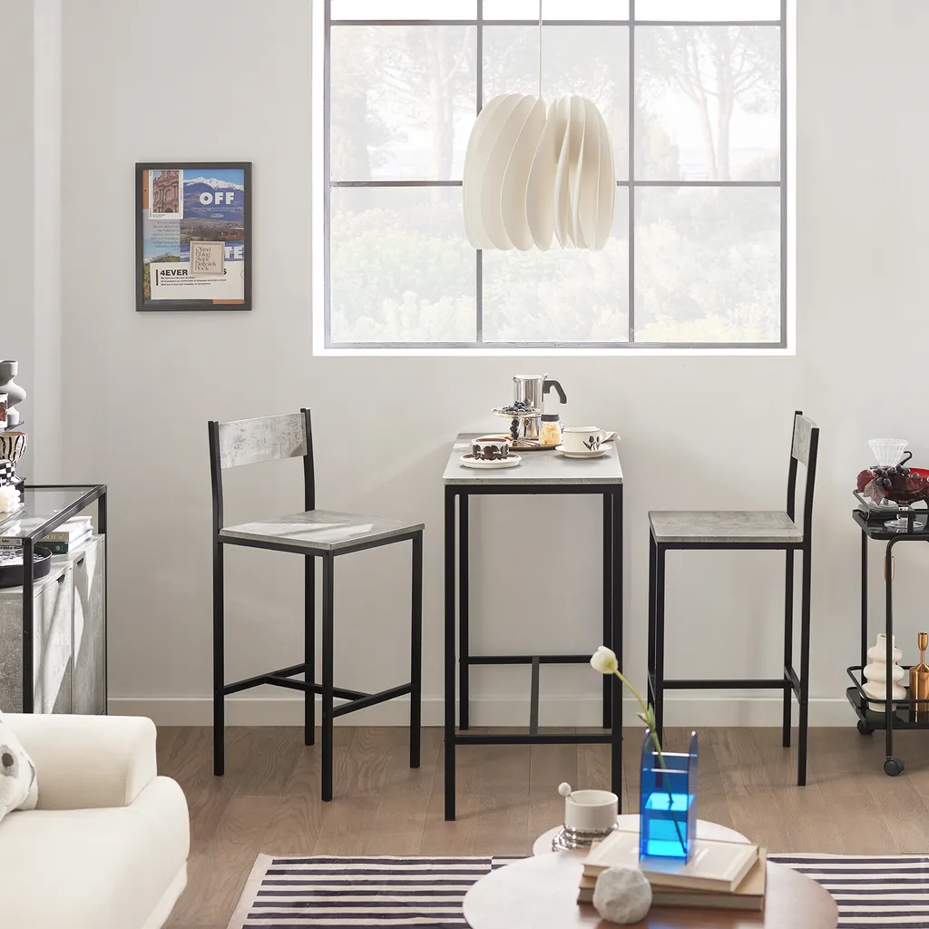 Petit Ensemble Bistrot SoBuy OGT03-HG Table et Chaises Gain de Place - 4
