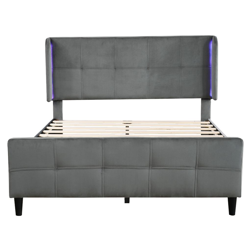16-farbige LED-Bett, Doppelbett mit Steppmuster, Produktbild 