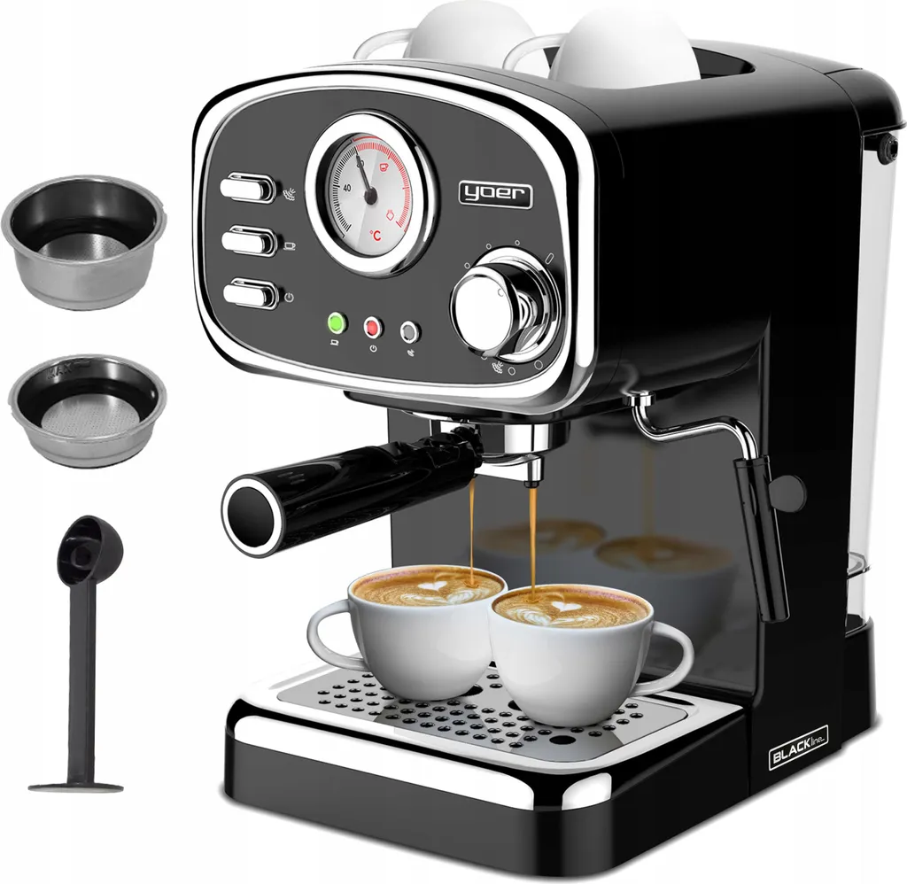 Yoer 1100W 20bar, 10 Kaffees, Silber Design Cob Druckmaschine