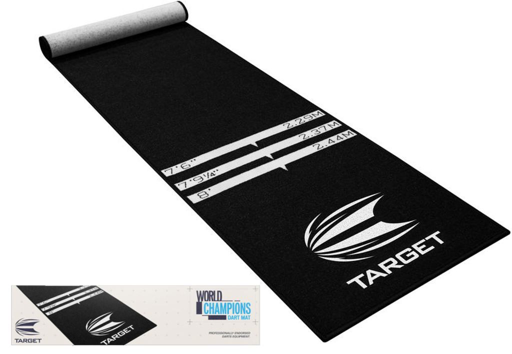 Target Darts Professionelle Dartmatte Weiß - Turnier Oche System Nylon Bodenschutz