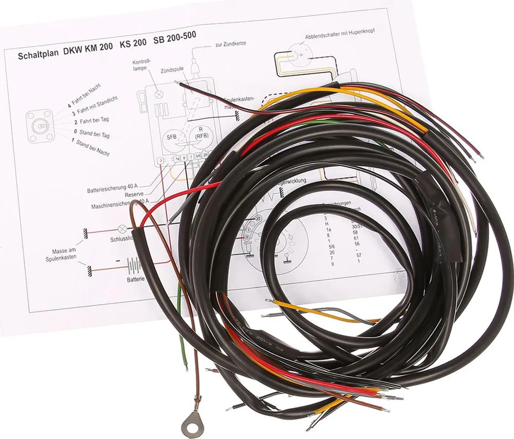 Faisceau de câblage DKW SB 200 anti court-circuit avec schéma clair
