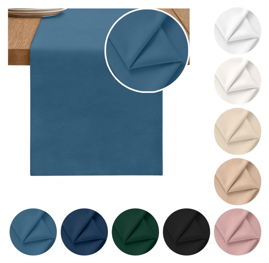 Zarter MATTER SAMT-TISCHLÄUFER, kühles Blau 40x275 cm Produktbild 
