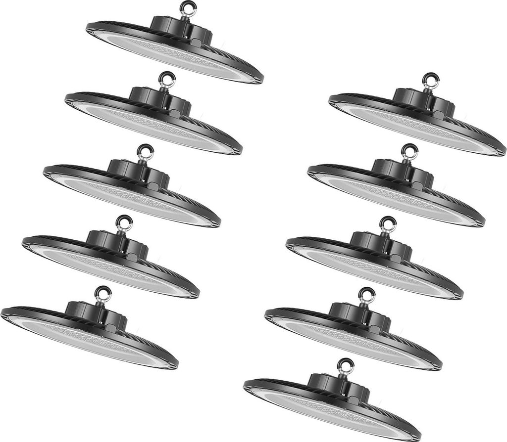 SucceBuy 10er-Pack LED-Hallenstrahler, 200 W, 5000 K, 30000 lm, UFO-Design, IP65 wasserdicht, 100–277 V Weitspannung, geeignet für Lager, Werkst...