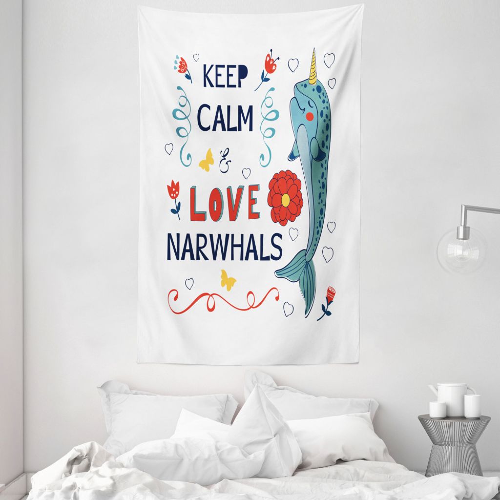 ABAKUHAUS Narwal Wandteppich und Tagesdecke, Pop Culture Phrase aus Weiches Mikrofaser Stoff Waschbar ohne Verblassen Digitaldruck, 140 x 230 cm, M...