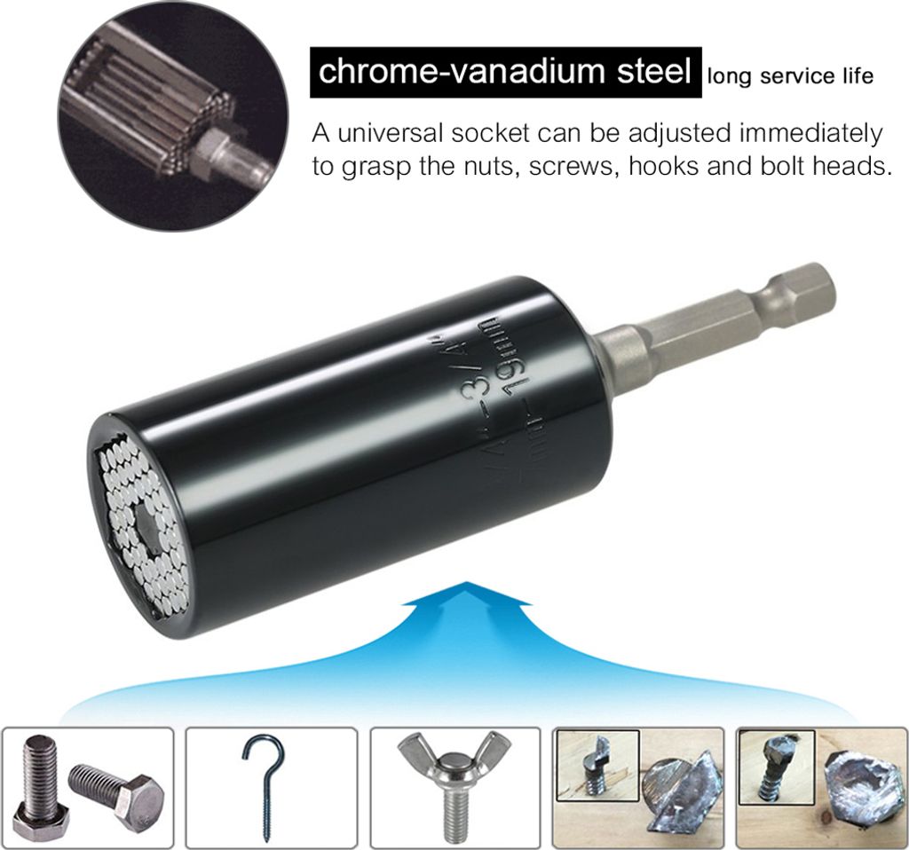 7mm-19mm Multifunktions-Universalsteckschlüssel Metrischer Schraubenschlüssel Power Drill Adapter Socket Set Professional Repair Tools