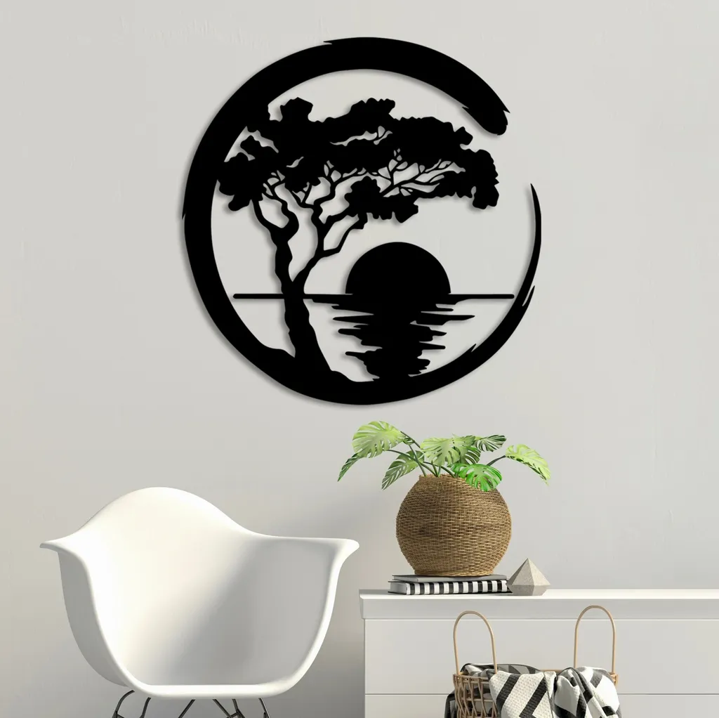 Wallity Bonsai Albero Metallo Nero - Arredo Parete 54x53cm Robusto