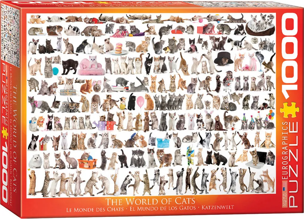 Puzzle 1000 pièces chats pour détente avec accessoires de rangement