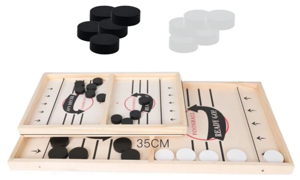 Jeu de Hockey de Table 36cm en Bois Naturel avec Système de Catapulte - 2