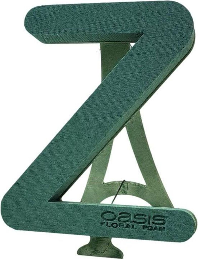 OASIS Nass Steckschwamm Buchstabe Z Melba, Bioline Holzunterlage, Holzständer, grün, 40x37x5cm - Nasssteckschaum