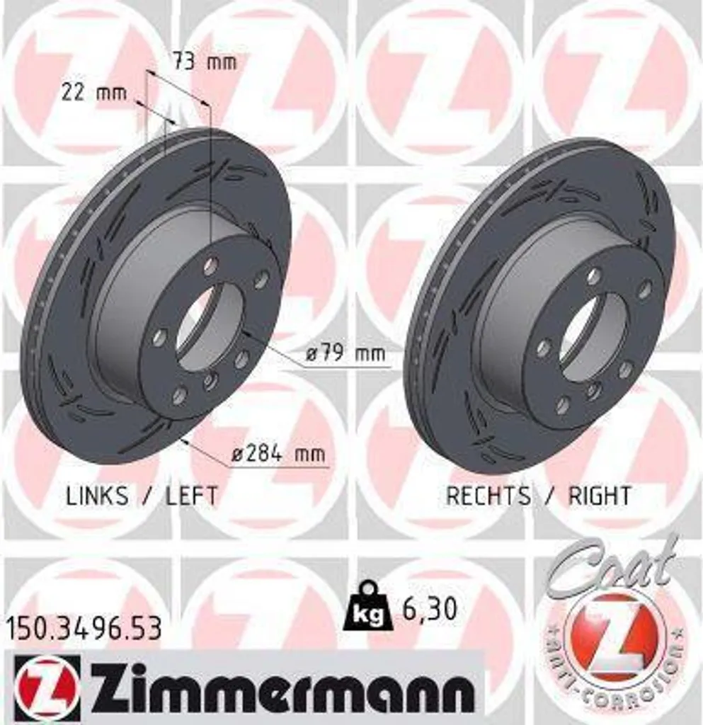 Disques de frein Zimmermann 150.3496.53 haute performance pour BMW F20