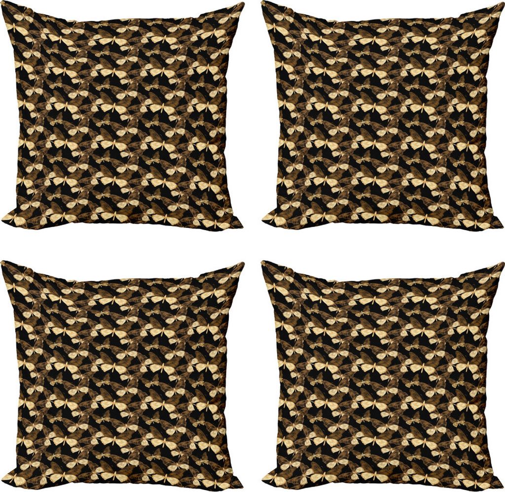 ABAKUHAUS Schmetterling Kissenbezug Set (4 Stück), Exotische tropische Weinlese, Moderner Doppelseitiger Digitaldruck, 50 cm x 50 cm, Braun Beige ...