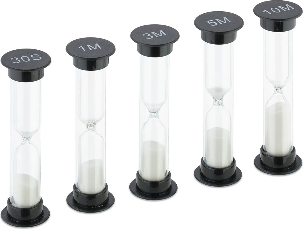 Relaxdays Sanduhren Set, 5-teilig, Kurzzeituhr, 30 Sek, 1/ Produktbild 