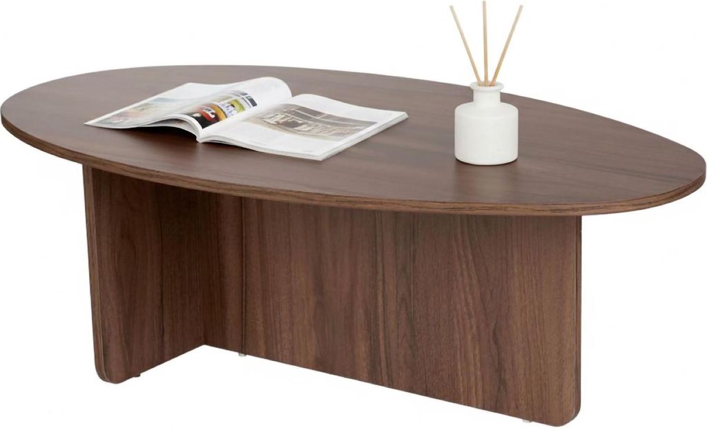 Dmora Couchtisch Parona 120x65x40h cm Nussbraun, oval, Platte aus Spanplatte