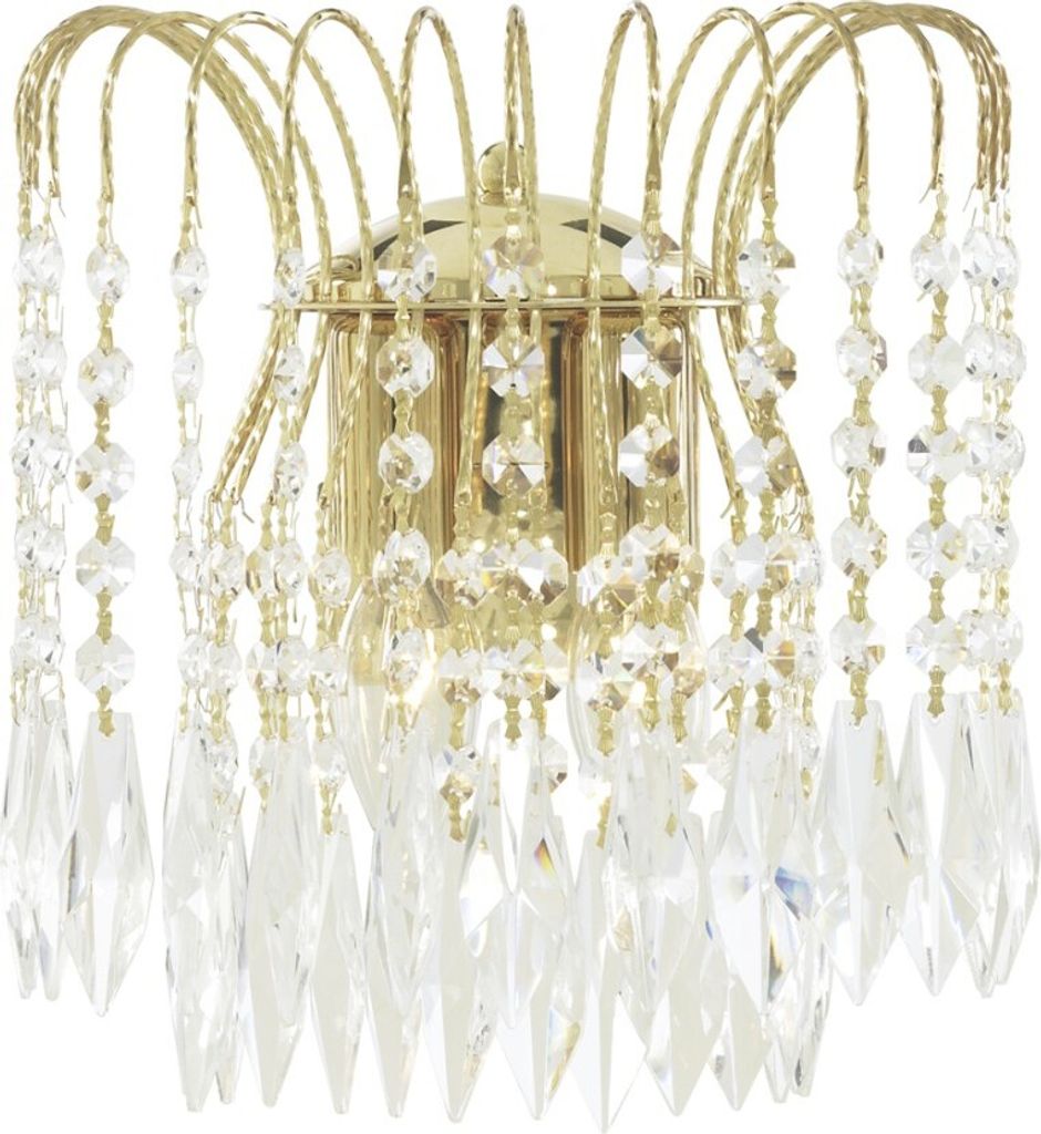 Wandlampe Klassisch "Waterfall" Gold Klar Glas Metall 2-flammig Wandleuchte Wohnzimmer Flur