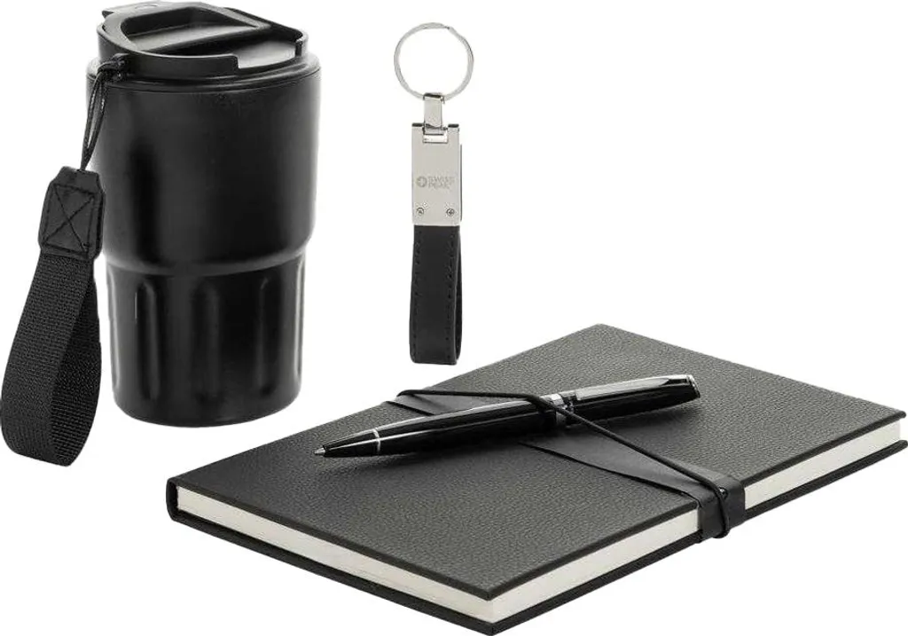 Set Cadeau Business avec Gobelet Isotherme Noir 350 ml de Voyage