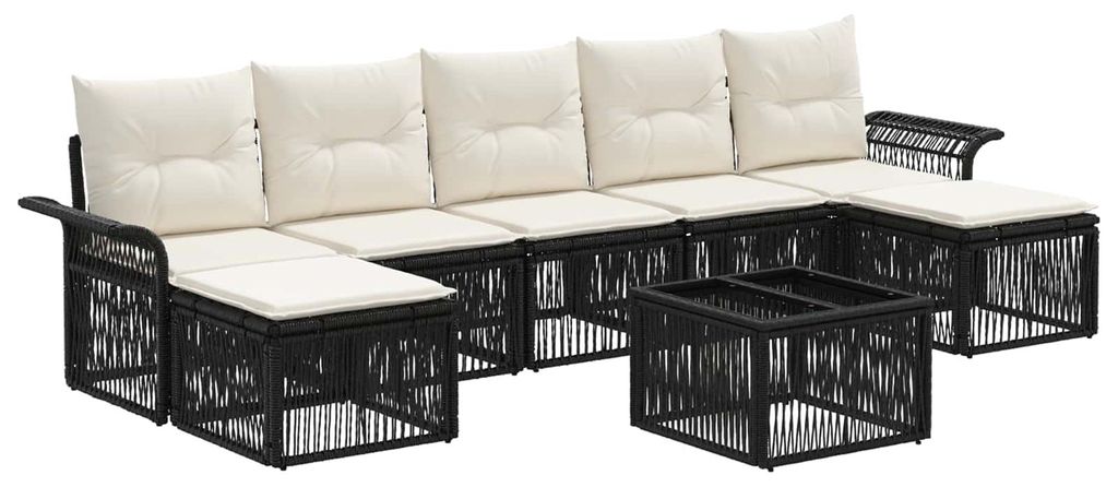 vidaXL Gartensofa-set 8 pcs Schwarz Poly-Rattan