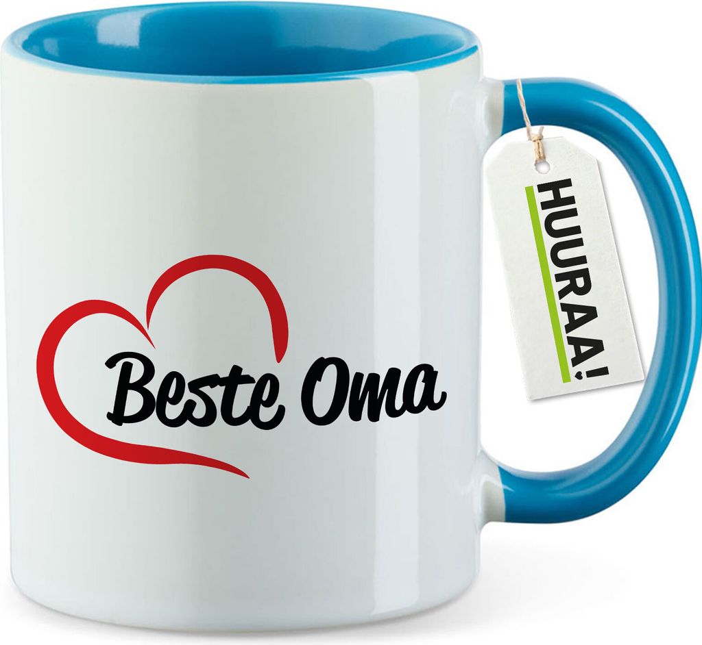 Huuraa Kaffeetasse Beste Oma Herz 330ml Blau Keramik Kaffeebecher Geschenkidee
