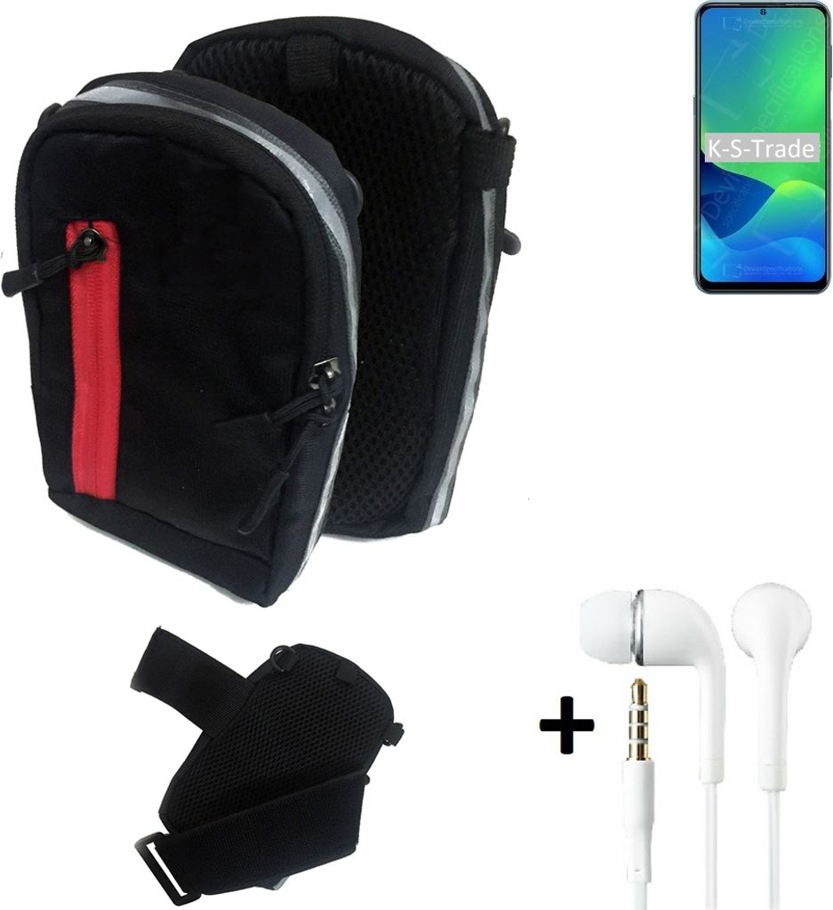 K-S-Trade Outdoor Gürteltasche Holster Umhängetasche + Kopfhörer kompatibel mit Ulefone Note 13P schwarz Handy Tasche Case travelbag Schutzhülle