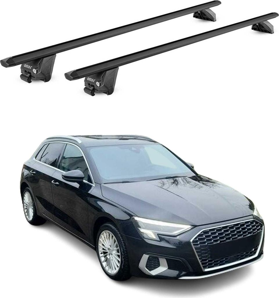 Dachträger Grundtäger für Audi A3 Sportback 8Y 2020-2025 100kg Alu Schwarz ABE