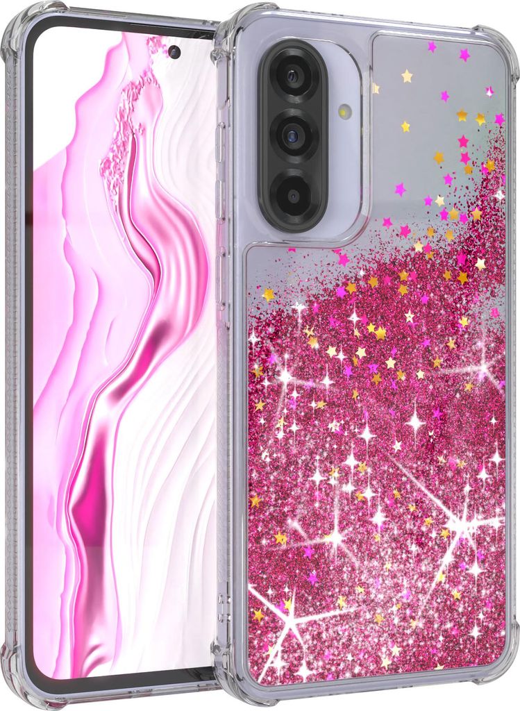 EAZY CASE - Glitzer Hülle kompatibel mit Samsung Galaxy A36 Glitzer Schutzhülle, Soft Case, Backcover Transparent mit Motiv