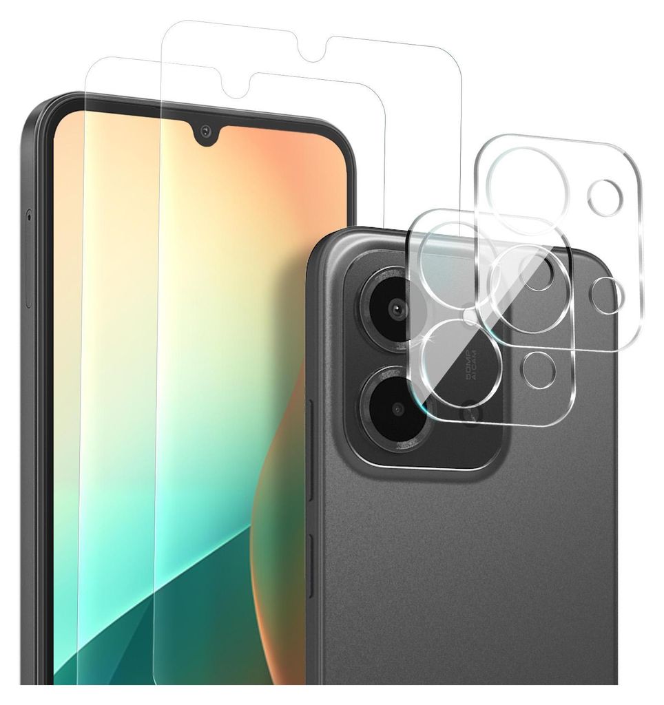 2x Display + Kamera Glas für Xiaomi Redmi 15C Panzerfolie Displayglas Kameraglas 9H Schutzglas