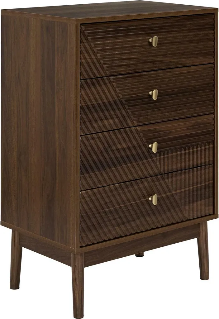 HowHomely Commode à 4 tiroirs 60x40x90 cm Brun foncé Aspect Noyer