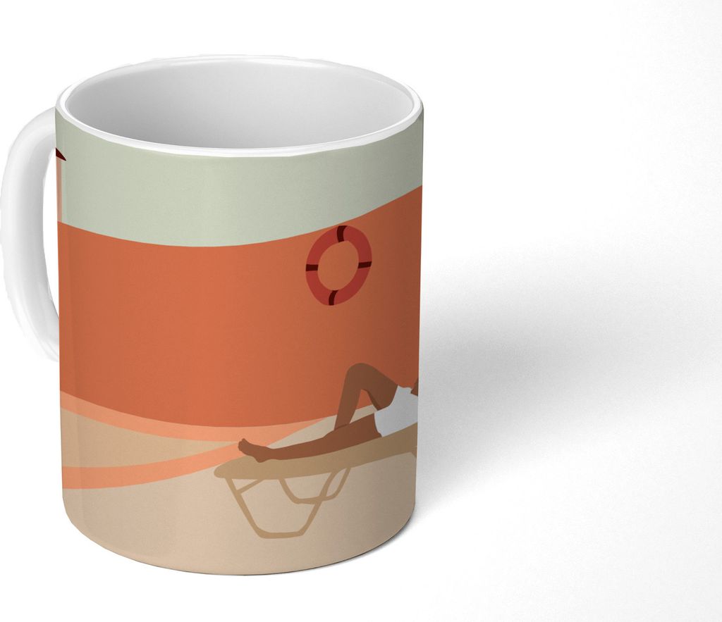 MuchoWow Tasse Kaffeetasse Kaffeebecher 350 ml Schwimmbad - Frau - Pastell Teetasse - Fototasse - Becher - Keramikbecher - Teebecher - Kaffeetass...