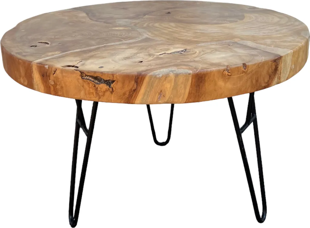 Table d'appoint de canapé ronde en bois - Support ordinateur et café - 2