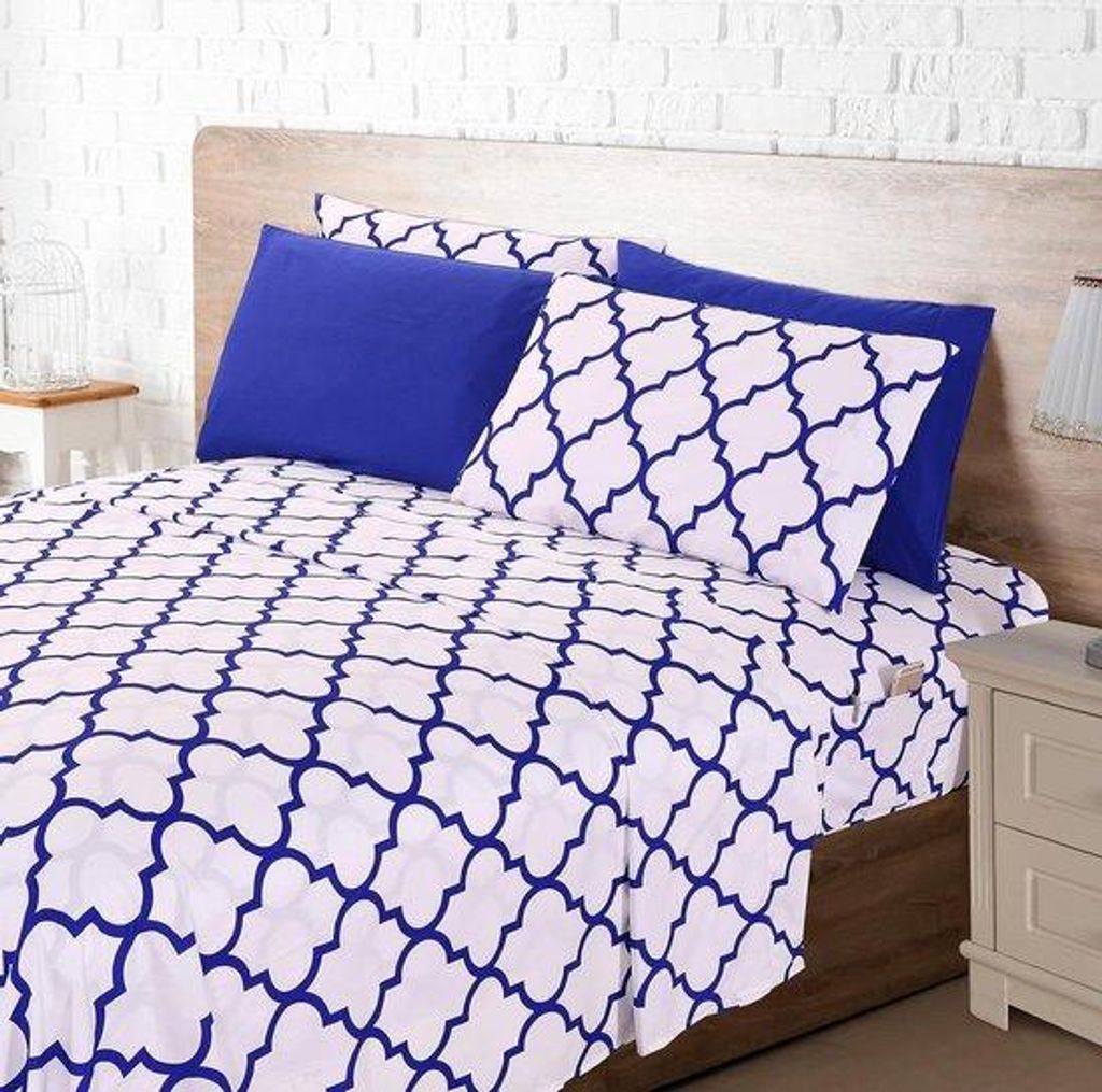 Kissen- und Bettwäscheset - Twin XL - Vervagingsbestendig - Bequemes Schlafgefühl - Blau - 100% Baumwolle