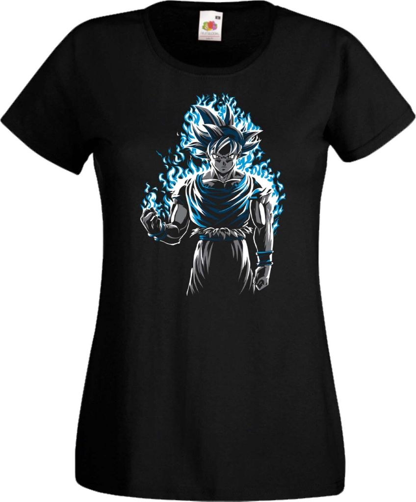 Damen T-Shirt Anime Manga Dragon Anime Manga Ball Z Goku Super Saiyan 02 Goku Super, Lady 2XL / Schwarz