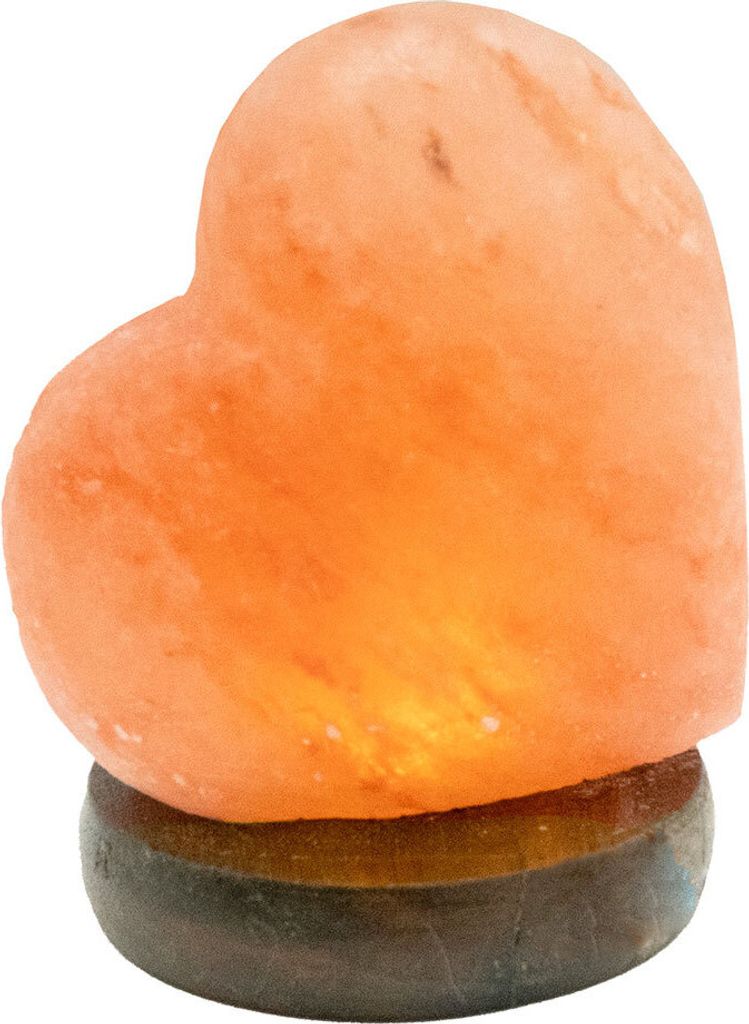 Tischleuchte, Holz, Naturfarbe, Salzkristall, Herzform