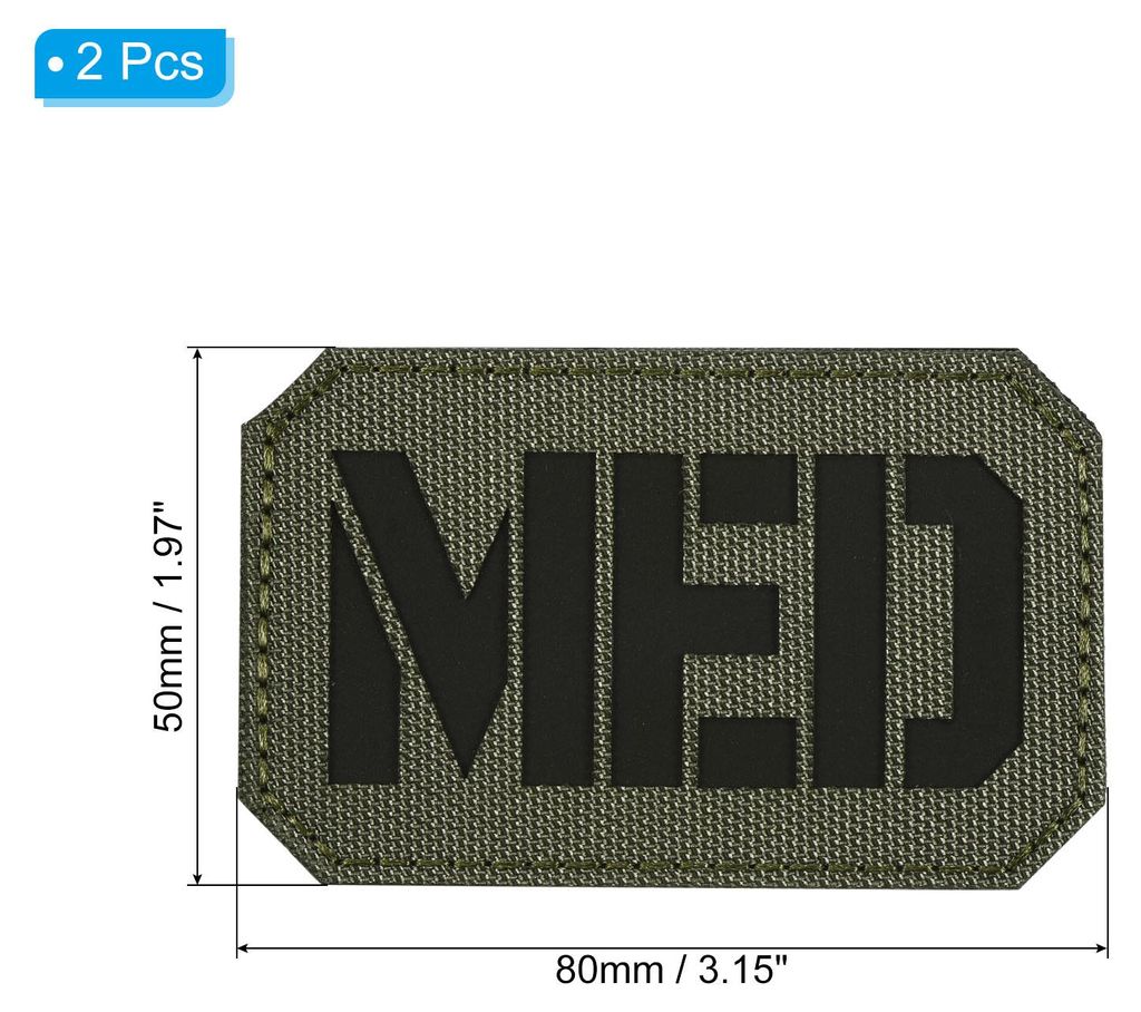 Reflektierender MED Aufn?her 2x3" 2Stk IR Infrarot EMS EMT Haken und Schleife Verschluss Applikation Abzeichen fš¹r Kleidung Rucksack Grš¹n