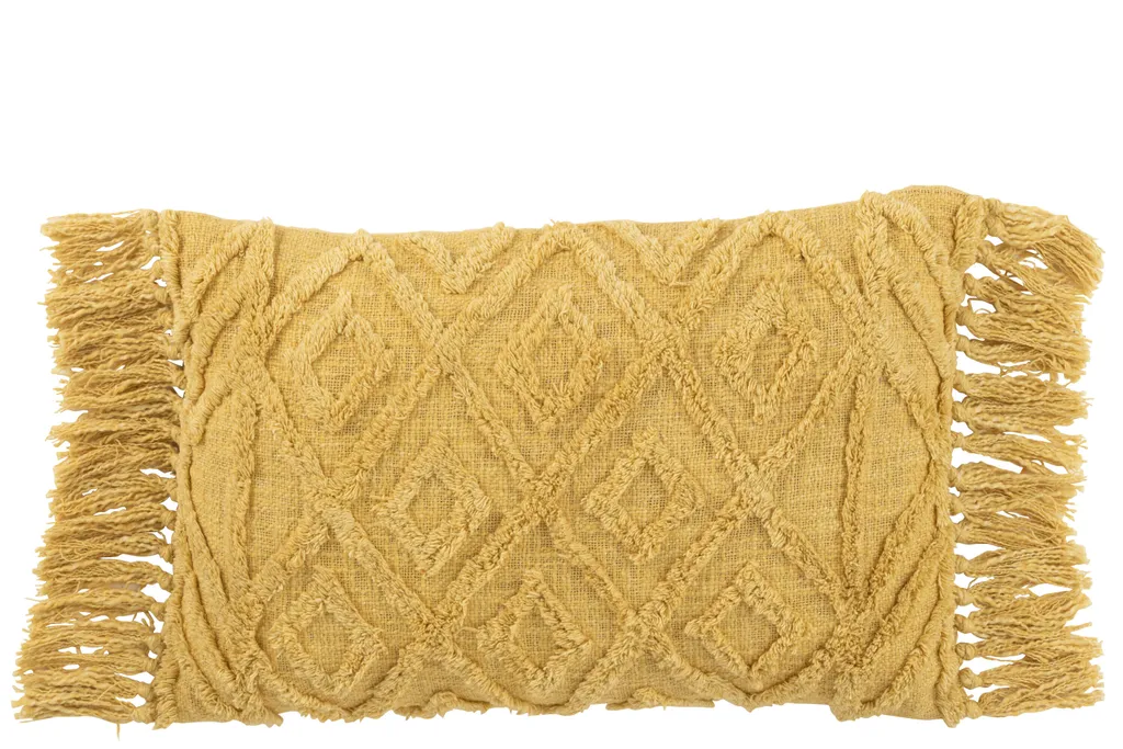 Coussin Coton Moutarde Longue J-Line 78x40x15cm pour Canapé et Lit