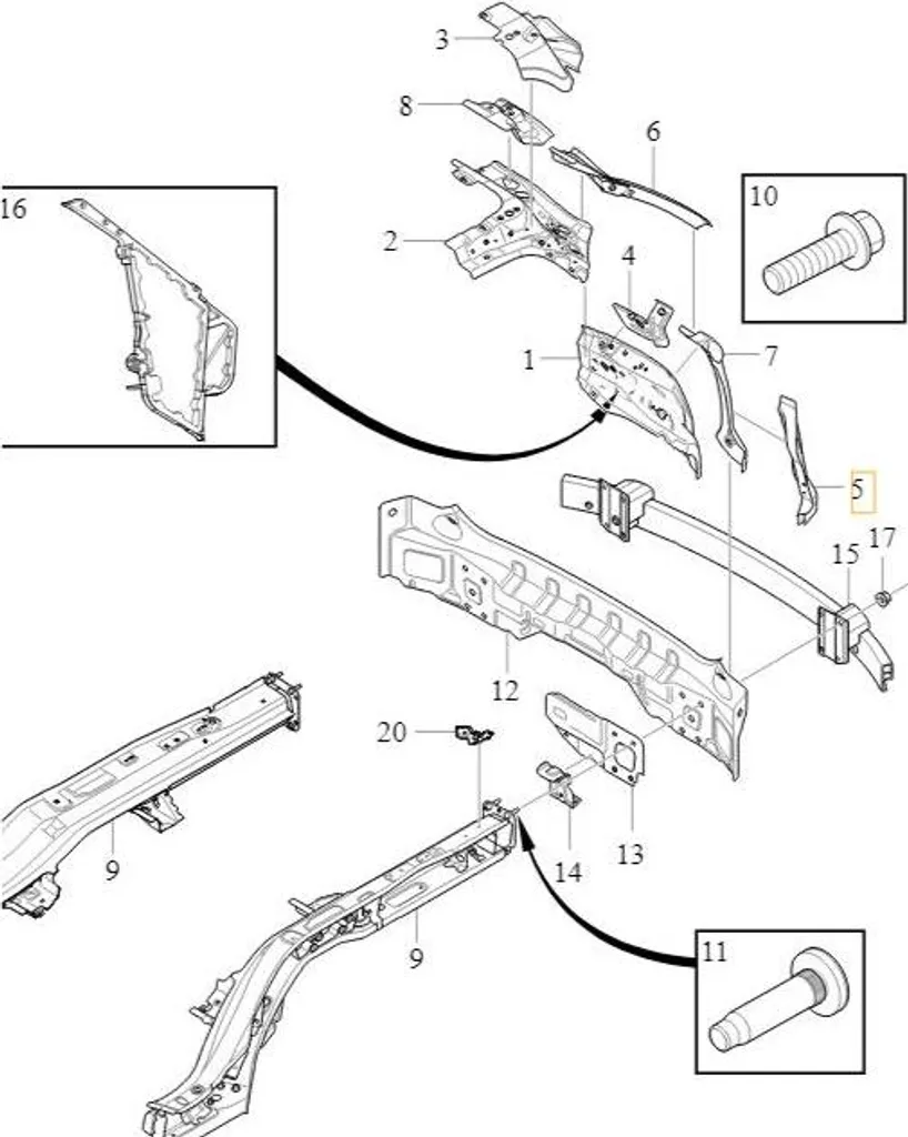 Renfort de feu arrière gauche Volvo XC90 II - Support d'optique OE