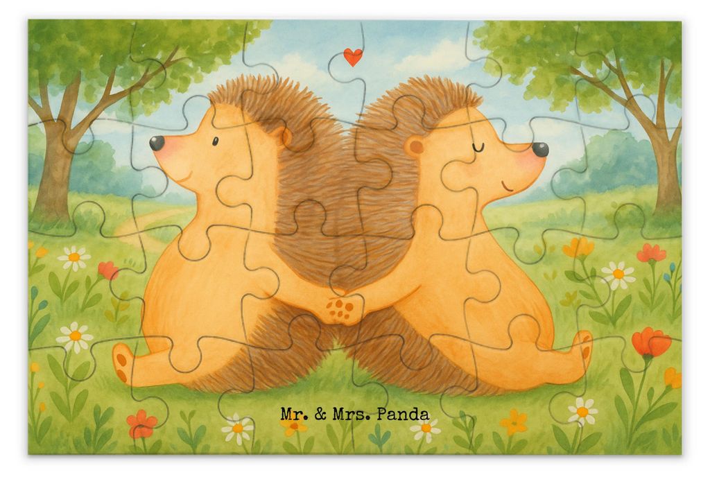 Mr. & Mrs. Panda Puzzle Igel händchenhaltend Design 24 Teile - Weiß - Geschenk, Lieblingsmensch, Puzzlespiel, Händchen Halten, Love, 500, Hochze...