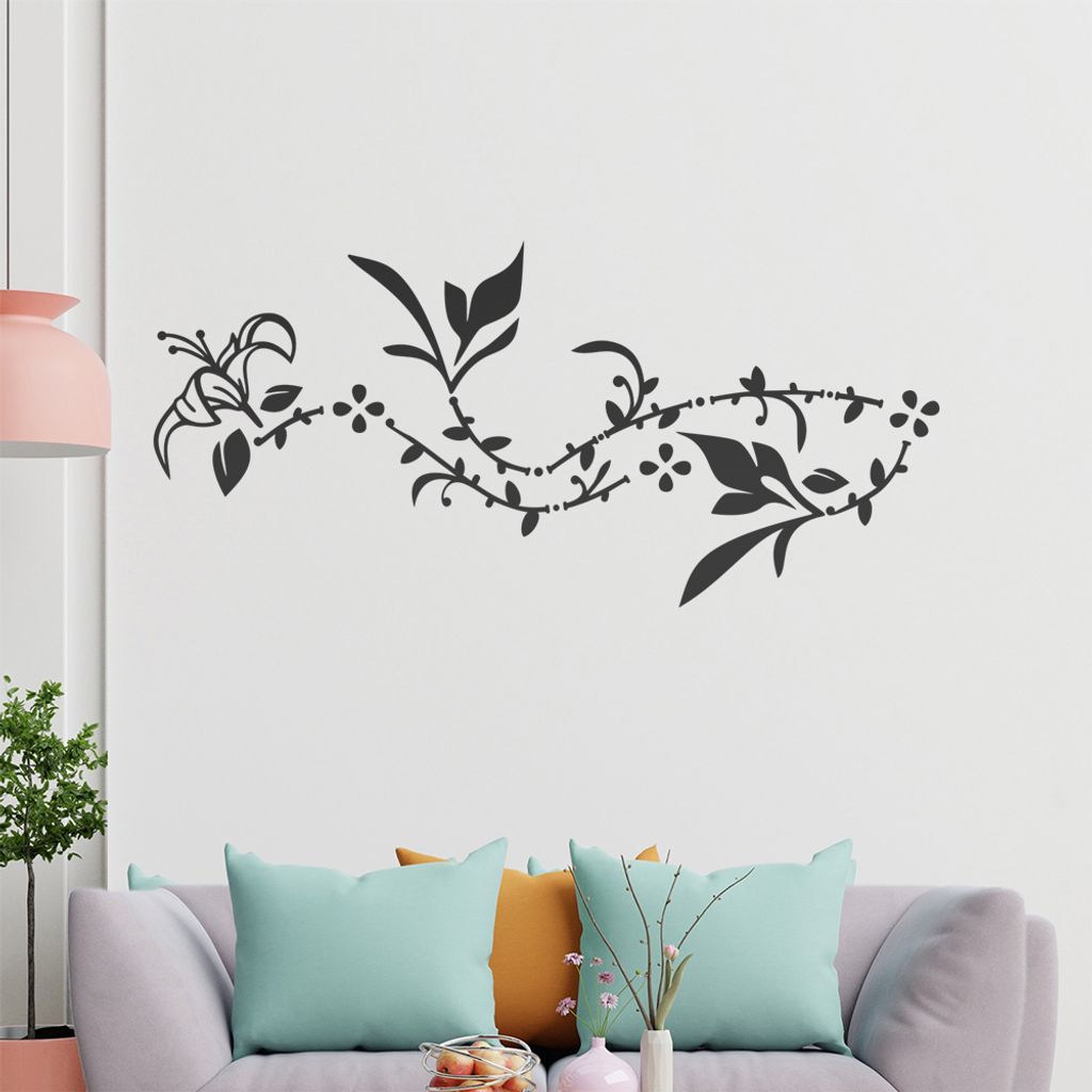 Blume - Ranken Wandtattoo in 6 Größen - Wandaufkleber Wall Sticker - Dekoration, Küche, Wohnzimmer, Schlafzimmer, Badezimmer