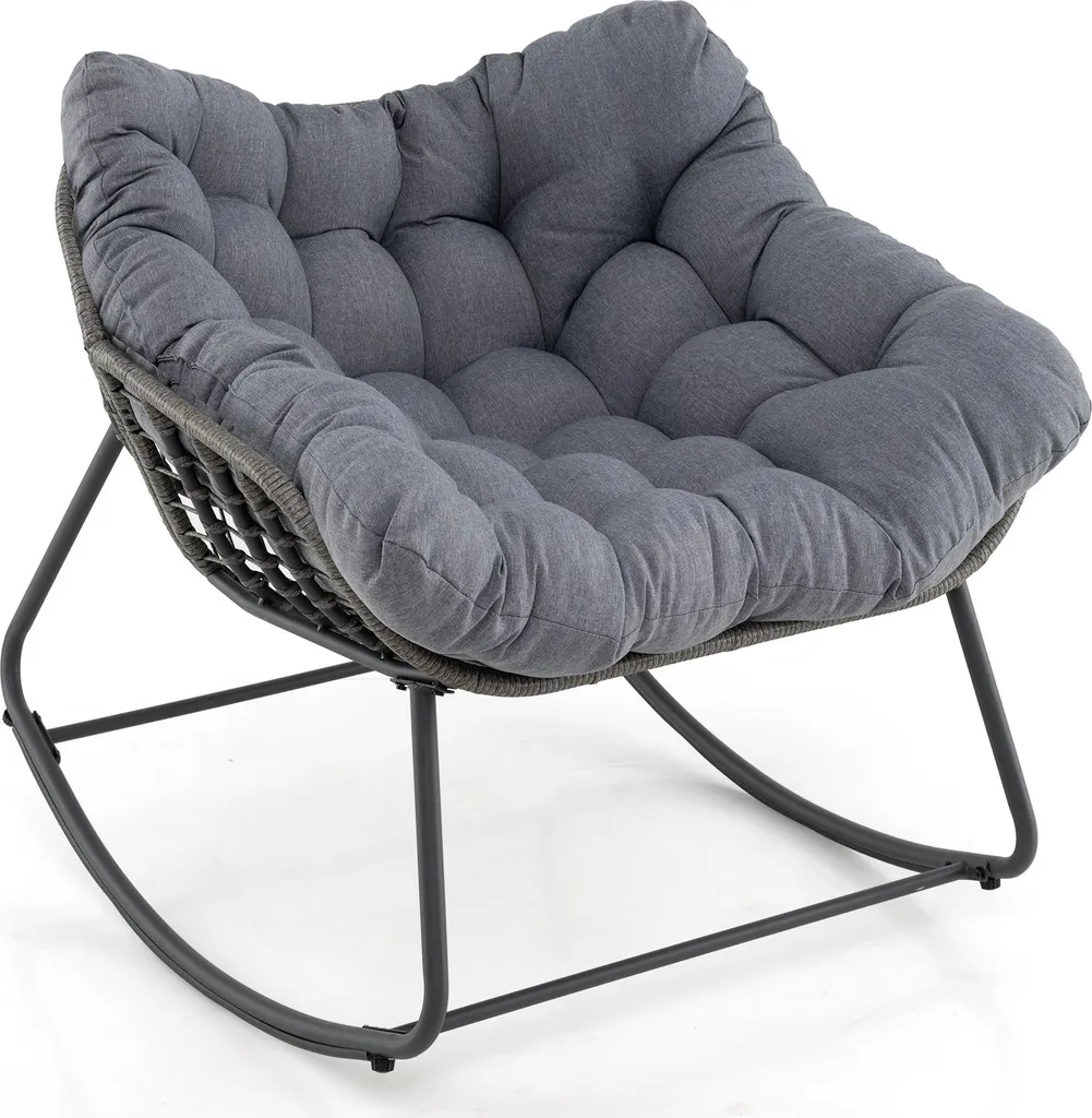 Fauteuil relax à bascule XL gris avec coussin moelleux amovible et lavable