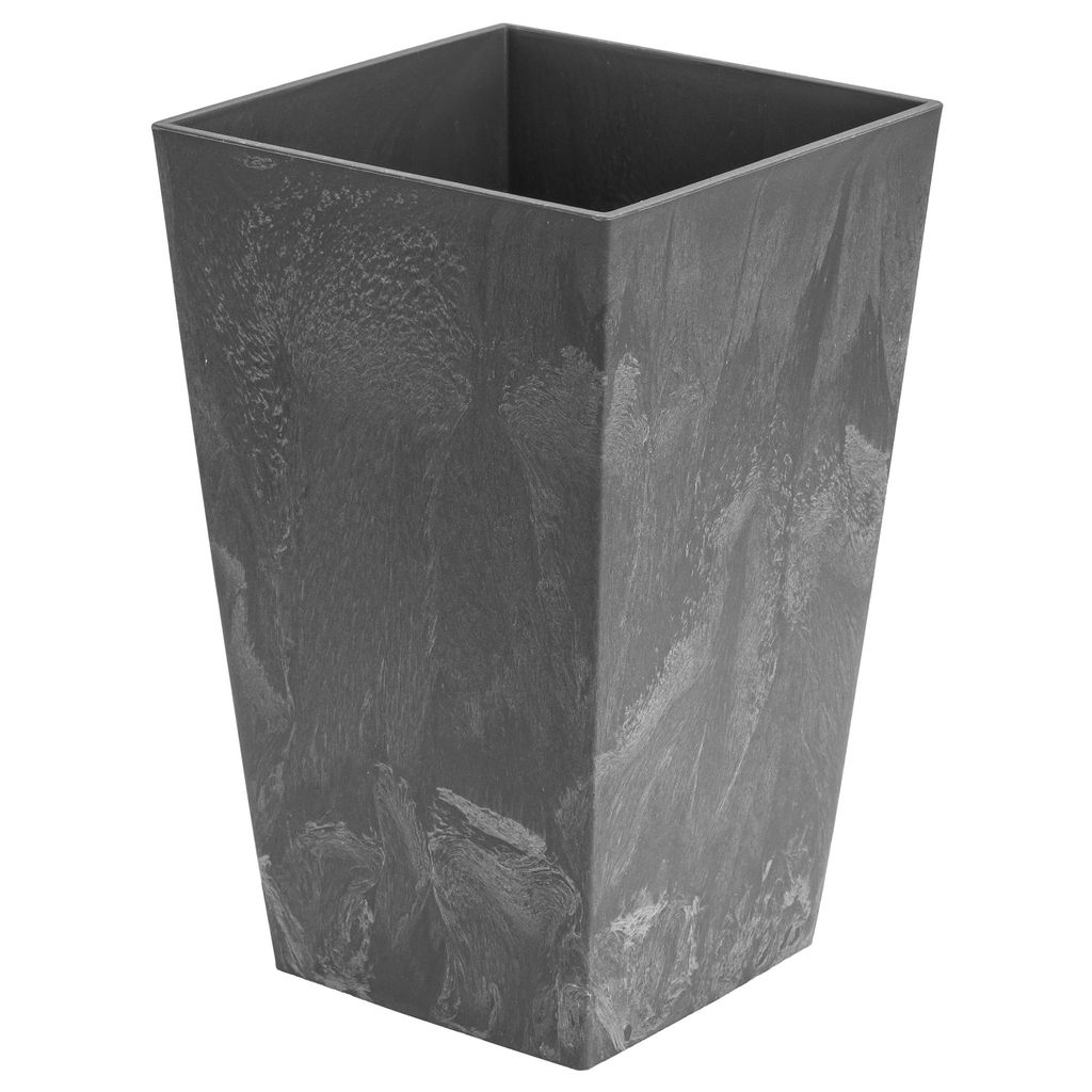 Blumenkübel 2 L Beton-Optik H 20 cm Blumentopf aus Kunststoff Pflanzkübel Übertopf Quadrat Beton Struktur Grau Marengo Farbe für Innen/Außenbe...