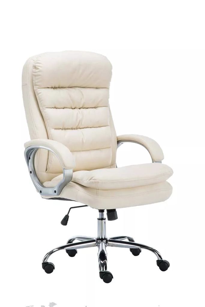 In And OutdoorMatch Bürostuhl Abigayle - Creme - Auf Rollen - Kunstleder - Für Erwachsene - Ergonomischer Bürostuhl - Höhenverstellbar 45-52cm