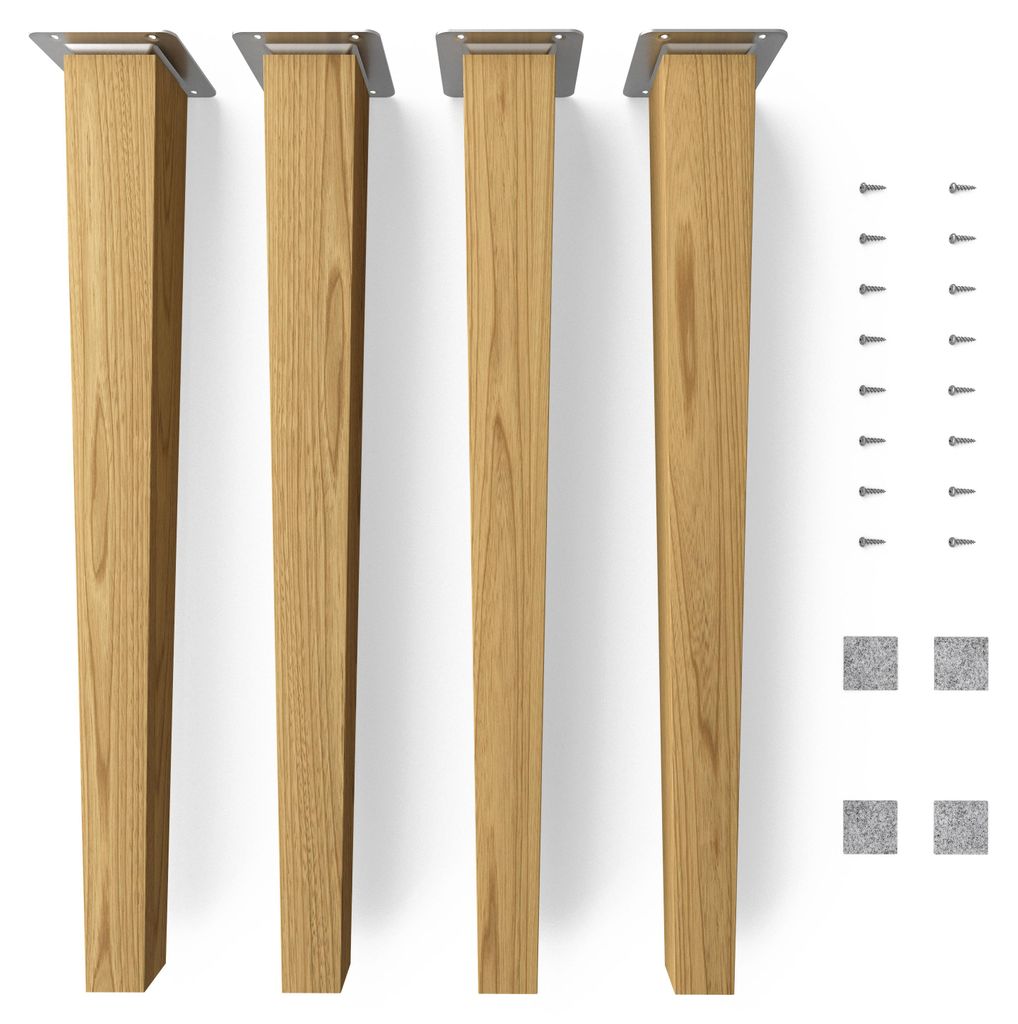 4x sossai Holzfüße eckig - gerade Ausführung 45cm Eiche Produktbild 