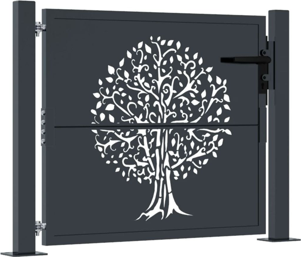 Gartentor Anthrazit 100x75 cm Stahl Baum-Design