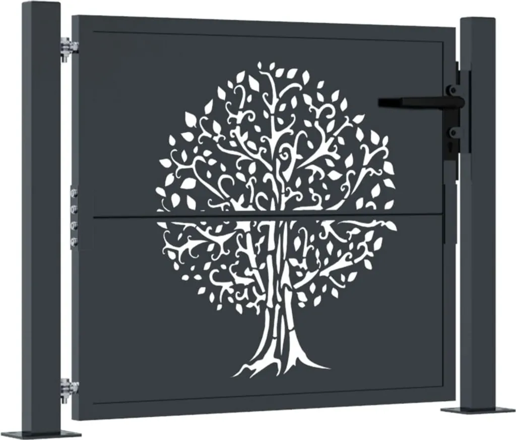 Portillon jardin motif arbre 105x80 cm : la solution acier sécurisée