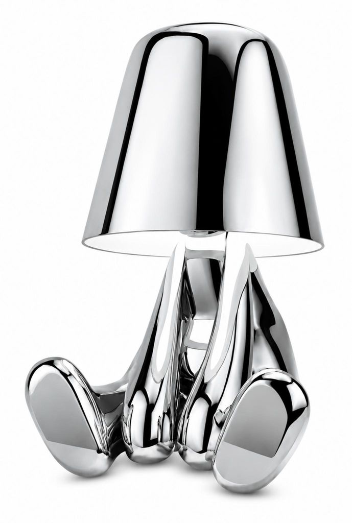Thinker-Statue LED Nachttischlampe mit Touch-Steuerung,USB-Aufladung,3 Helligkeitsstufen,Kabellose Dimmbare Tischlampe,Dekorative Nachtlicht(SilverA)