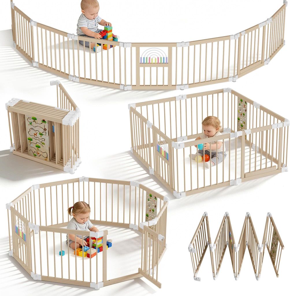 Parc pour bébé YARDIN XXL en bois avec 2 centres Image du produit 